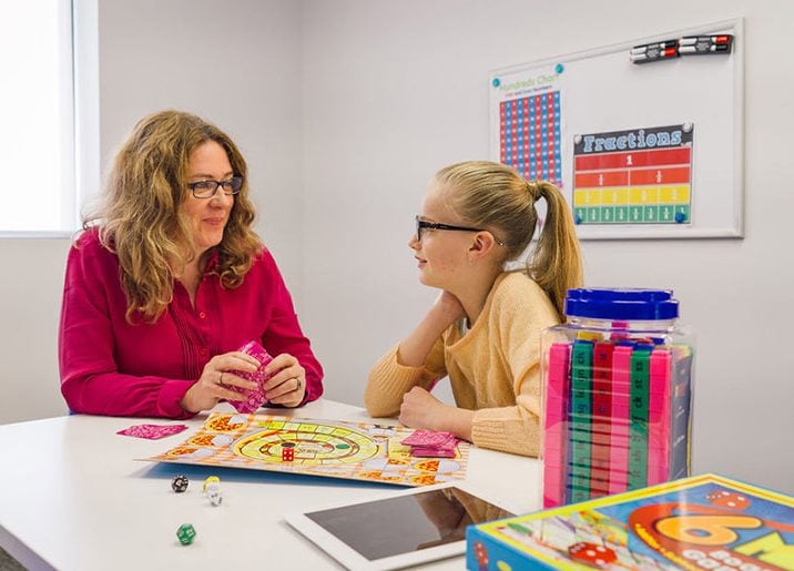 Professional with child at Learning Links centre in SOMA Wellness