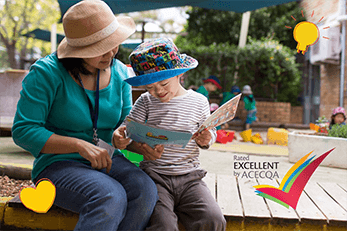 Teacher and child reading together at Learning Links Preschool