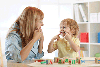 Parent and child playing