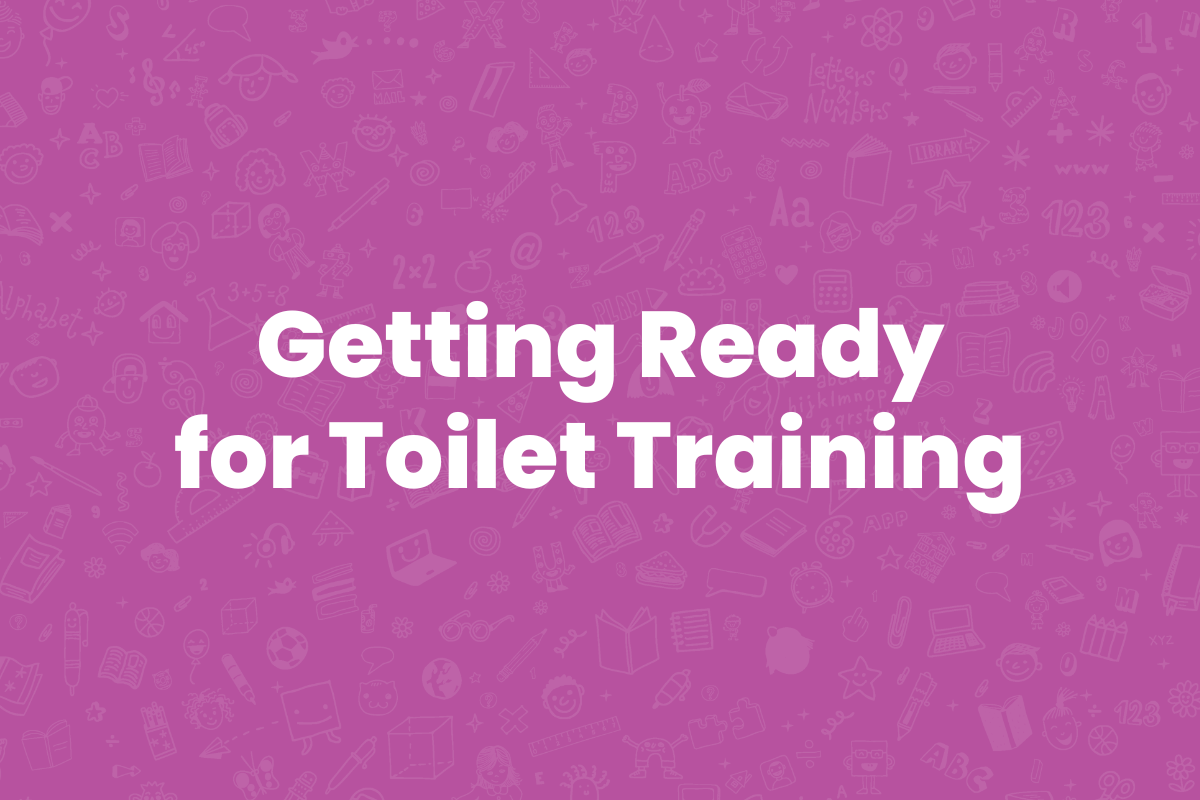 Magenta Video Thumbnail with Text Reading Getting Ready For Toilet Training